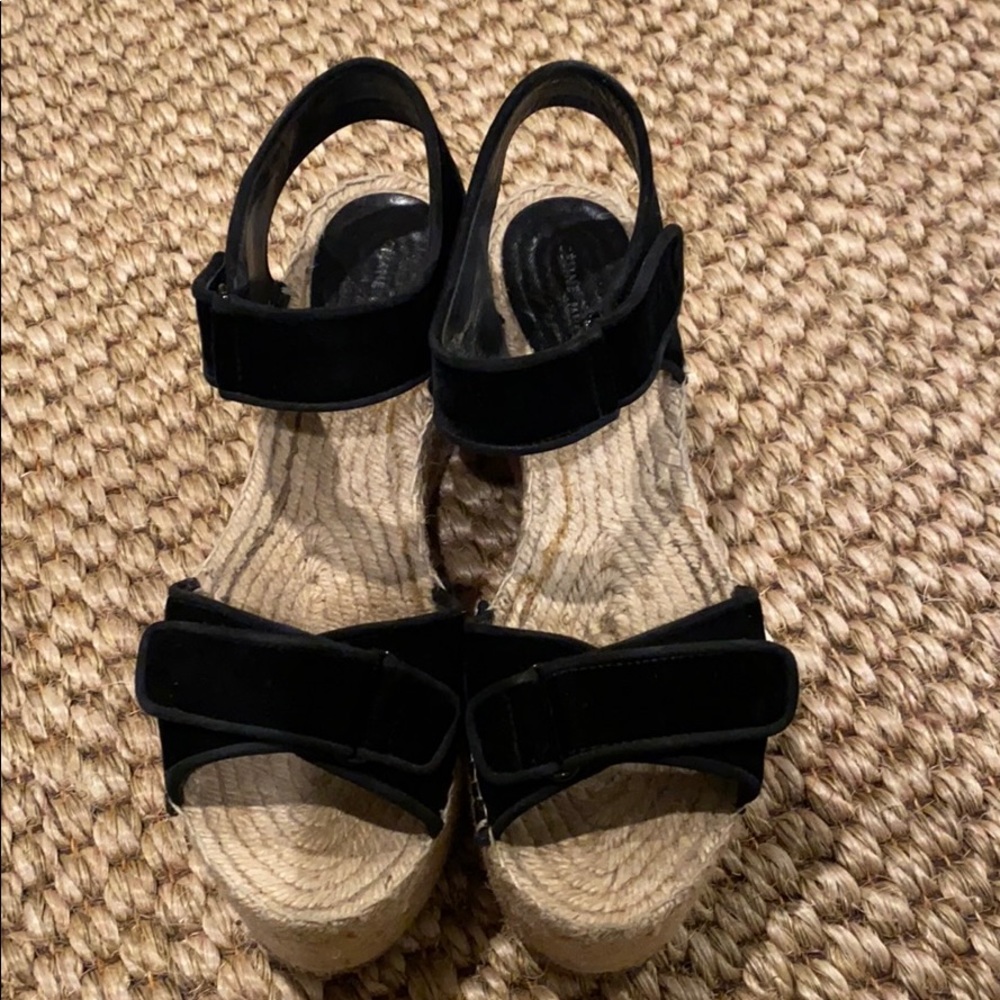 Authentic Celine black velvet platform espadrille